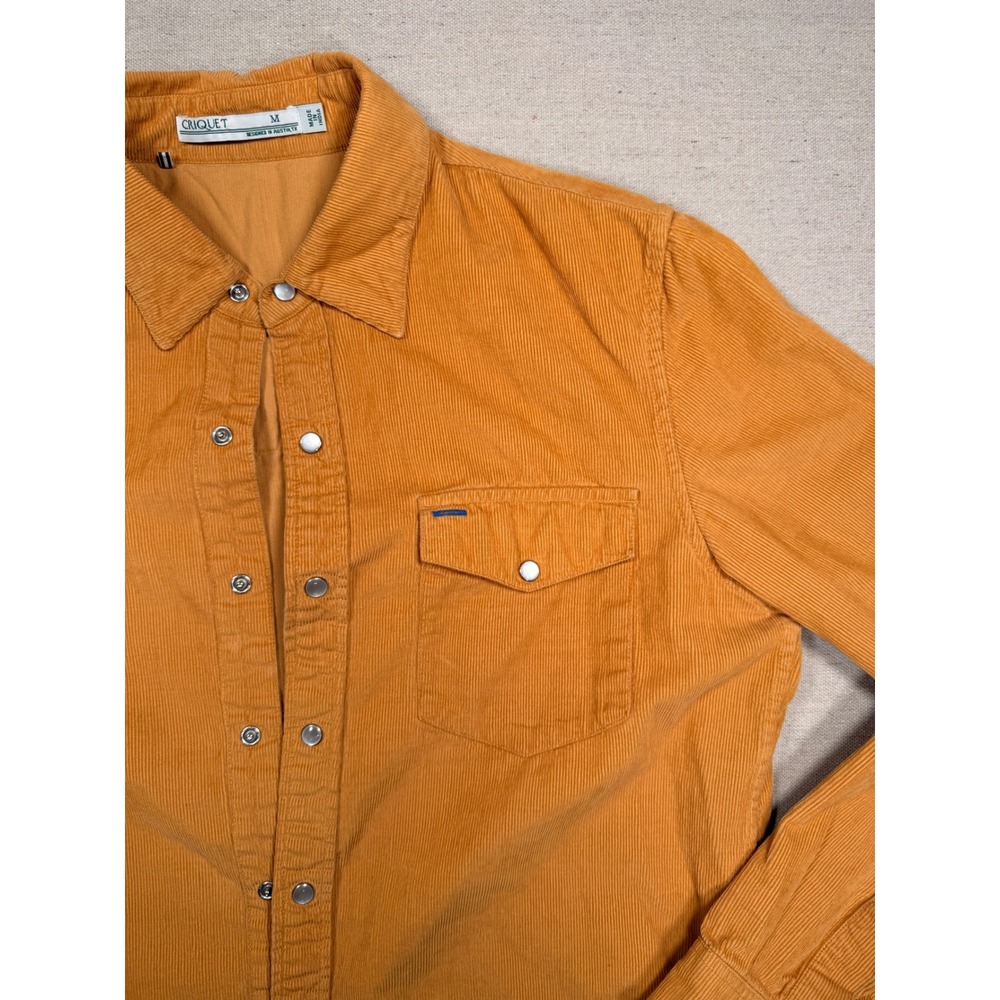 Criquet Mens Corduroy Snap Front Shirt Mustard Yellow Cotton Western Sz M
